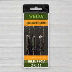 Монтаж лідкор з кліпсою вертоліт Weida ZX-07, 45lb, 75см, 3шт/уп